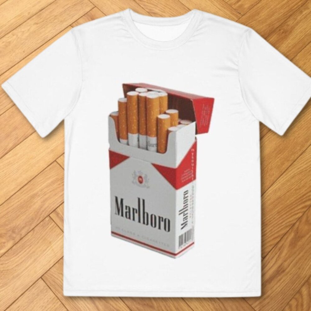 White Marlboro Cigarette Pack Bold Graphic Streetwear Tee